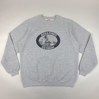Vintage Ben & Jerrys Sweatshirt Mens XL Gray Ice Cream Vermont Raglan 90s USA