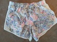 Nike Shorts Girls Large Yellow Floral Swoosh Logo Running Athletic Standard Fit