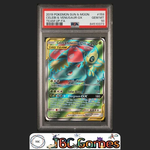 Celebi & Venusaur GX Pokemon Sun & Moon Team Up #159 PSA 10