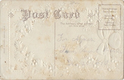 AK Frohes Neues Jahr Grüße Gold Glocken Schneeszene Pferd geprägt 1910 - Bild 2 von 2