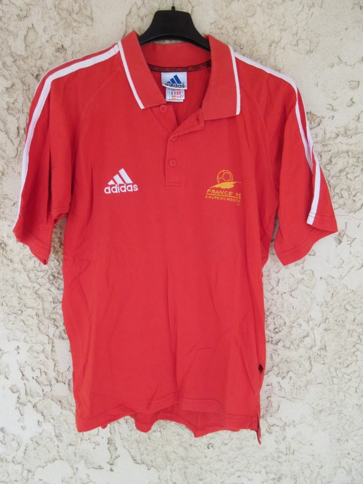 Polo ADIDAS Mondial FRANCE 98 World Cup shirt collection vintage rouge coton S - Photo 1/4