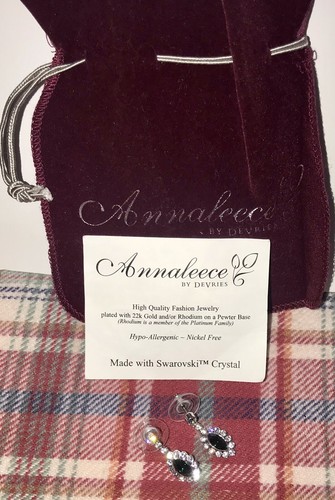 ANNALEECE BY DEVRIES, PENDIENTES COLGANTES DE MODA, CRISTAL DE SWAROVSKI CON CENTRO VERDE! - Imagen 8 de 19