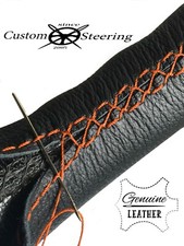 Orange St Weiches Schwarzes Leder Lenkradbezug Für Citroen Berlingo 08-16