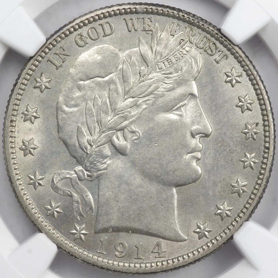 1914-S Barber Half Dollar 50c NGC MS62, Choice Original, Tough In UNC [BN006] - Image 2 of 4