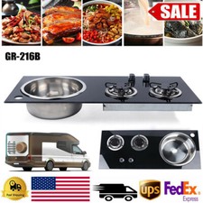 2 Burner LPG With Sink Combo Cooktop Boat Caravan RV Camper Gas Stove Hob