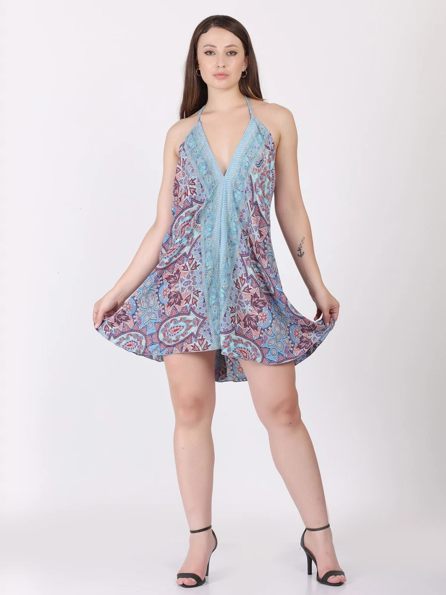 YouKD Vestito estivo da donna, lavorato a maglia, elegante, per coprire, Bianco 1, Taglia unica