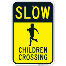 Slow Children Crossing Sign, Traffic Sign,