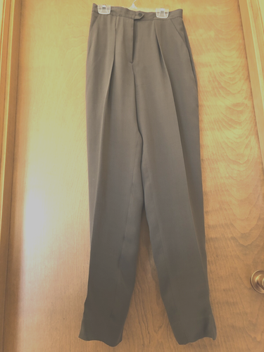 Jones New York 100% Brushed Silk Pants Trousers Sz 4 Bronze Brown Vintage 90s - Picture 3 of 8