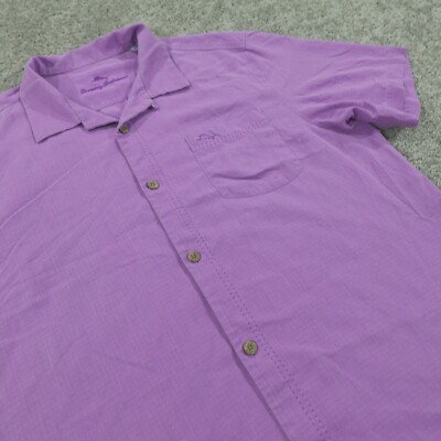 Tommy Bahama Shirt Mens Extra Large Button Up Silk Blend Loop Collar Island Zone