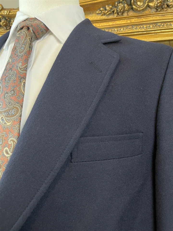 Chaqueta Blazer De Colección English Manor 44R Lana Azul Marino Sarga Pesada Botón Dorado 2Btn Foto 2 de 4