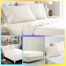 100 Cotton Extra Deep Pocket Bed Sheets Select Item TC Ivory Solid