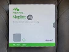 2 BOXES Mepilex Ag Antimicrobial Soft Silicone Foam Dressing 4x4in, 10 PIECES 