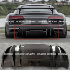 For New Audi R8 V10 2016-2018 Real Carbon Fiber Rear Lip Bumper Diffuser V Style