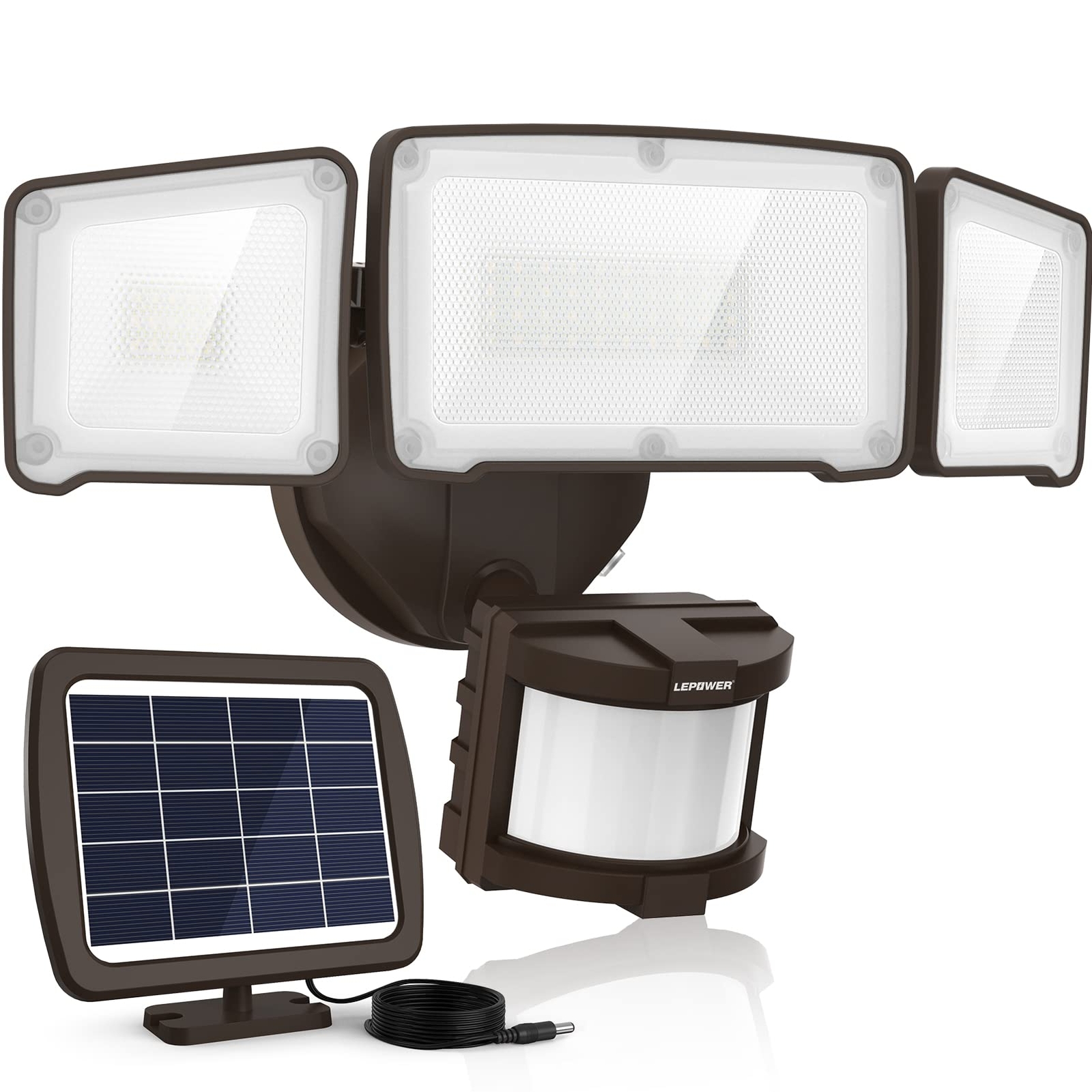 LEPOWER 1600LM LED Solar Security Lights Motion Outdoor Solar Motion ...