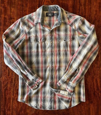 rrl western plaid snap button shirt S | eBay