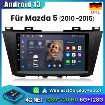 6+128G Für Mazda 5 2010-2015 9''Android 13 Autoradio GPS NAVI WIFI CarPlay BT RDS
