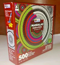 NEW 500 Pc Puzzle Mandalas Color-A-Puzzle  Adult Coloring   in SEALED BOX