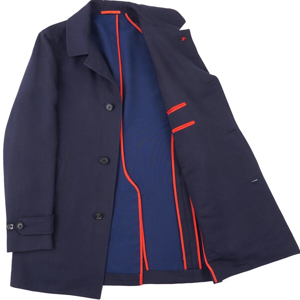 Isaia 'Iconico' Navy Blue Cashmere-Wool Walking Coat 40R (Eu 50) M NWT Overcoat - Image 2 of 4