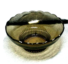  Vintage EO Brody Brown Glass , Scalloped Bowl Candle holder Cleveland, Ohio 