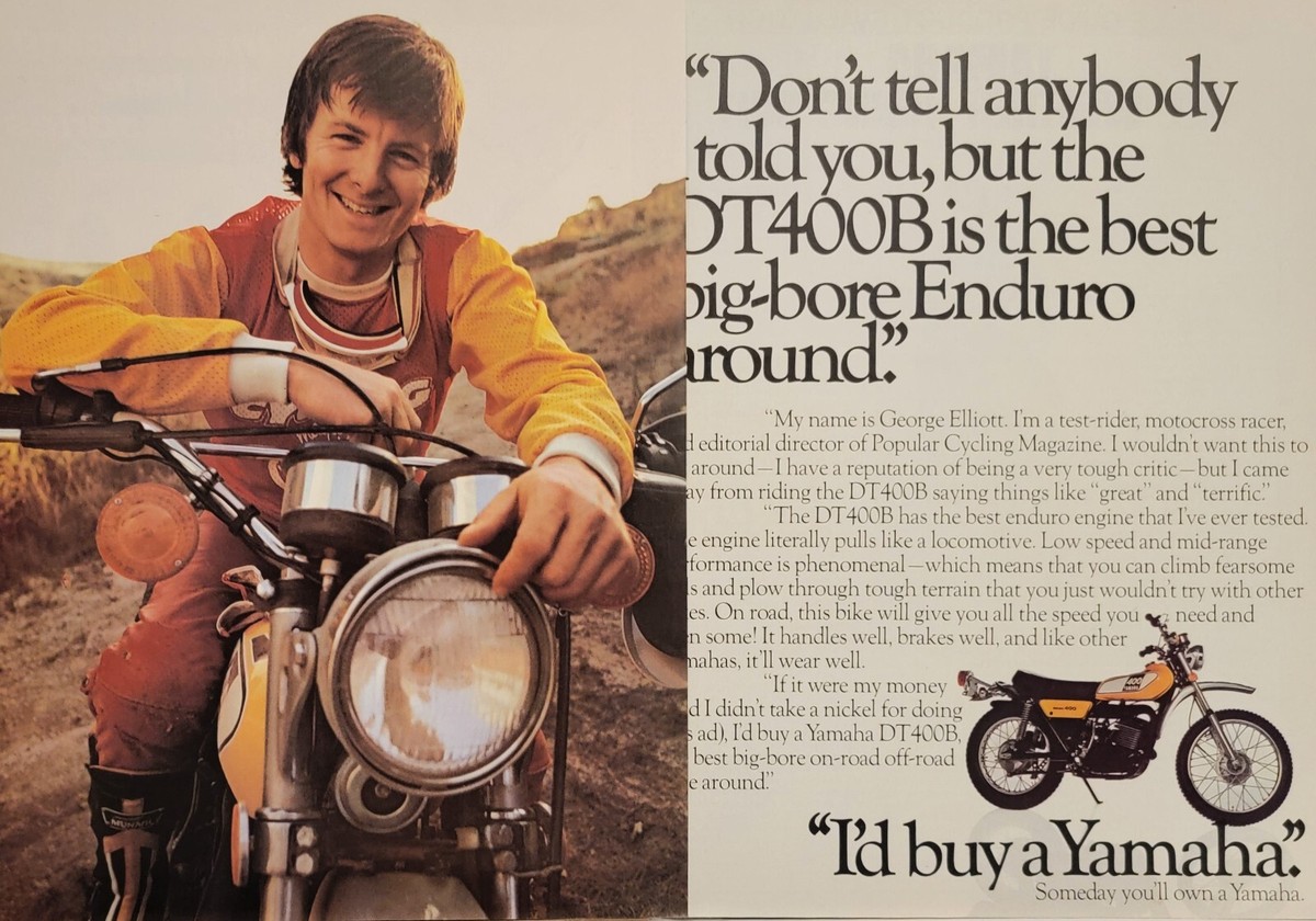 1974 Yamaha DT400B Enduro Motorcycle page Ad