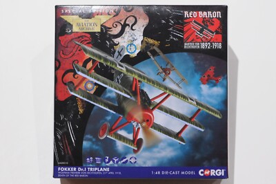 CORGI FOKKER DR.I TRIPLANE WOLFRAM FREIHERR VON RICHTHOFEN 1918 SCALE 1:48 AA383