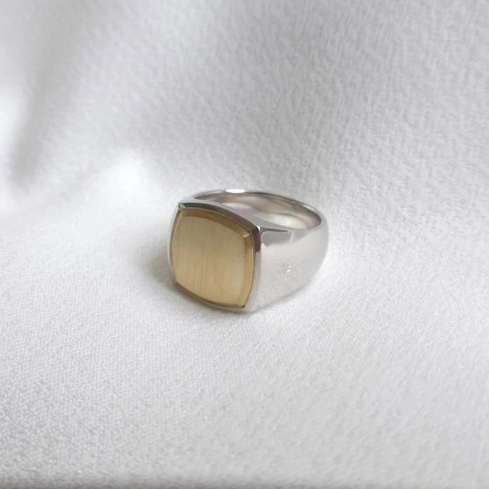 Tom Wood Cushion Ring Sterling silver AG925 x 9K gold Top US Size 8 About  56mm