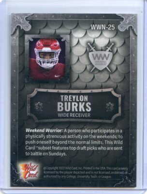 2022 Wild Card Matte SP Exclusive TREYLON BURKS RC Weekend Warrior