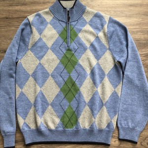argyle mens half zip fleece