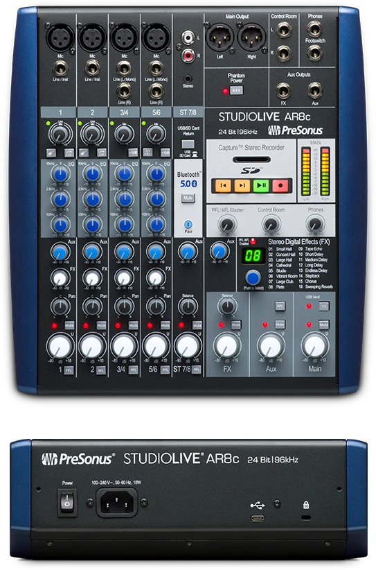 PreSonus StudioLive AR8c 8 channel USB C Compatible Audio Interface Analog Mixer - Image 3 of 4