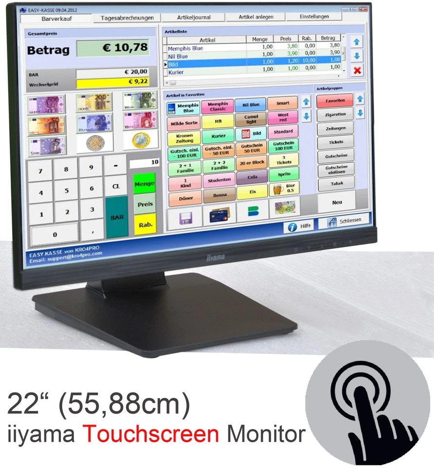 IIYAMA PROLITE T2252MSC 22" 55,8cm DIADON IPS LED TOUCHSCREEN MONITOR MULTITOUCH - Bild 2 von 4