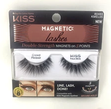 KISS Magnetic Lashes, Crowd Pleaser, 1 Pair of Synthetic False Eyelashes