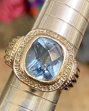   BEAUTIFUL LARGE BLUE TOPAZ STERLING RING SZ 7