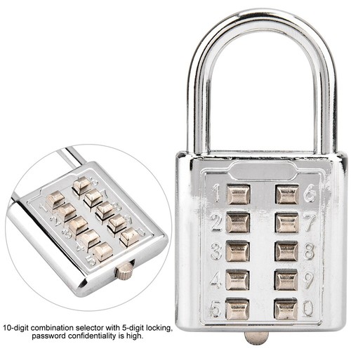10-digit Push Button Combination Password Padlock Blind Button Padlock - Picture 3 of 10