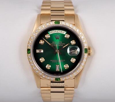 Rolex Day-Date 18038 President 36mm 18k Diamond & Emerald Bezel
