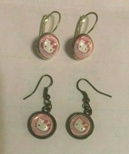 2 pairs Hello Kitty PINK small Earrings for pierced ears