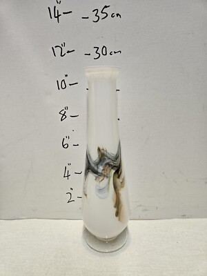 Vintage Dalian Schneeflocke Opal weiß Glas Vase mit Wirbeln