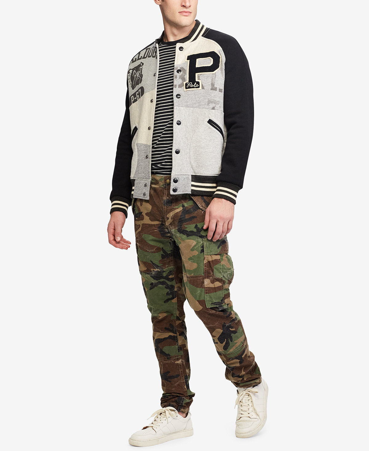 polo ralph lauren patchwork baseball jacket