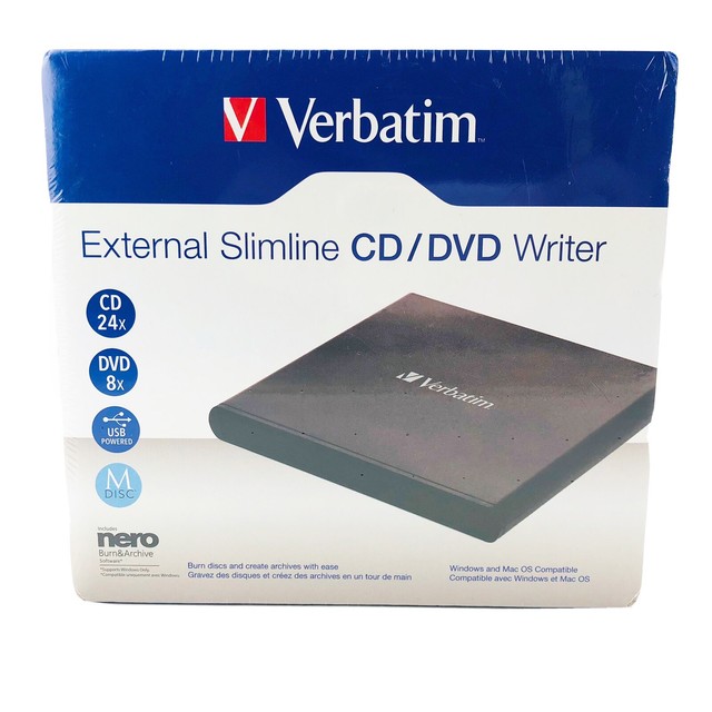 Verbatim 98938 External Slimline CD/DVD Writer USB 2.0 Black for sale