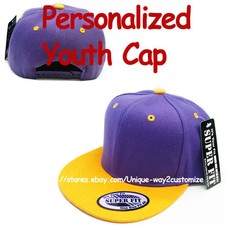 Personalized Kids Youth Snapback Snap Back Cap Hat PURPLE/GOLD