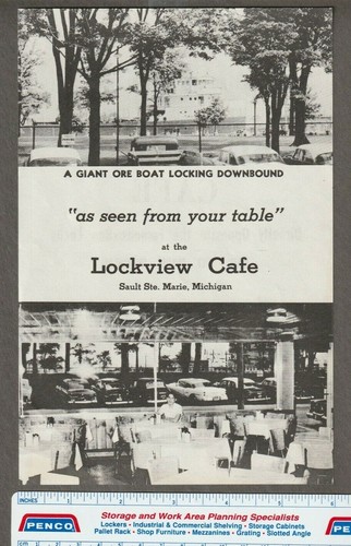 Vintage 1950's LOCKVIEW CAFE Ad/FLYER ~ Sault Ste. Marie, MI. ~ PHOTOS - Picture 2 of 2