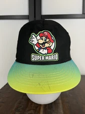 Super Mario Hat Cap Snap Back Youth 5T/7 Green Blue Black Classic Gamer Twill