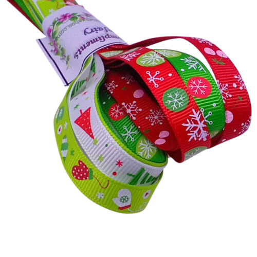 Premium Qualität Weihnachtsband bedruckt Ripskorn 10 mm und 25 mm UK Verkäufer - Bild 1 von 14