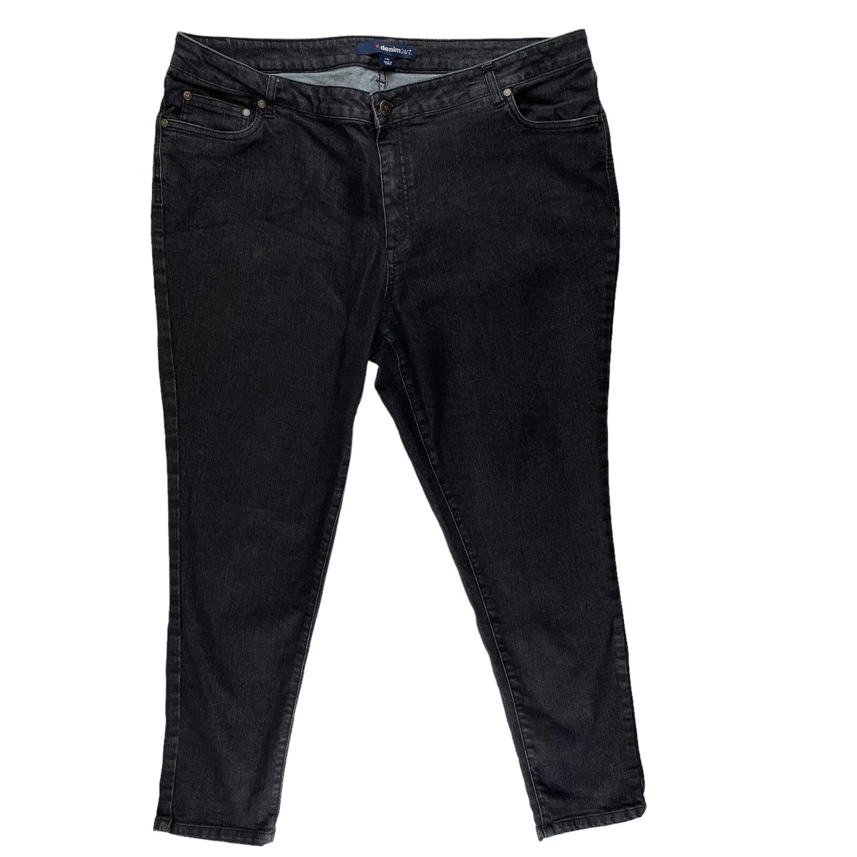 Jeans Denim 24/7 Femme Noir Taille 14W - Coton Stretch, Neuf Sans Étiquettes