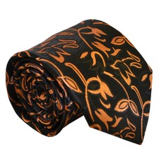(NT125) Bronze Orange Floral Men Silk Party Christmas Dinner Formal Neck Tie