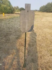 T post steel target hanger W/ 2/3 IDPA 20X12 AR500 3/8 Gong