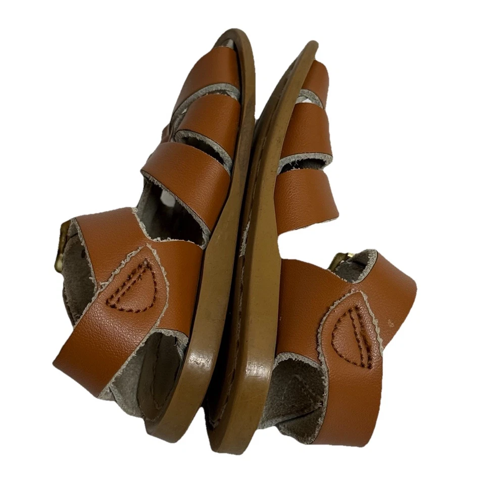 Sandalia de agua salada para niños pequeños talla 4 correa de cuero hebilla marrón tostado Foto 3 de 4