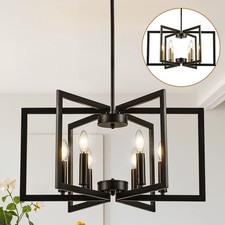 6-Light Black Chandelier for Dining Room Light Fixture Over Table Foyer Light...