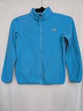 The North Face Girls Large Blue Fleece Jacket Full Zip Pockets Youth LG 14/16