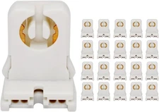 T8 LED Fluorescent Tube Lamp Holder Tombstone, 20 Count (Pack of 1), White 