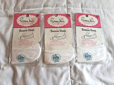 Bonnie Doon 3 Pair Vintage Low White Stretch Sneaker Socks Size L 10-11.5 NEW